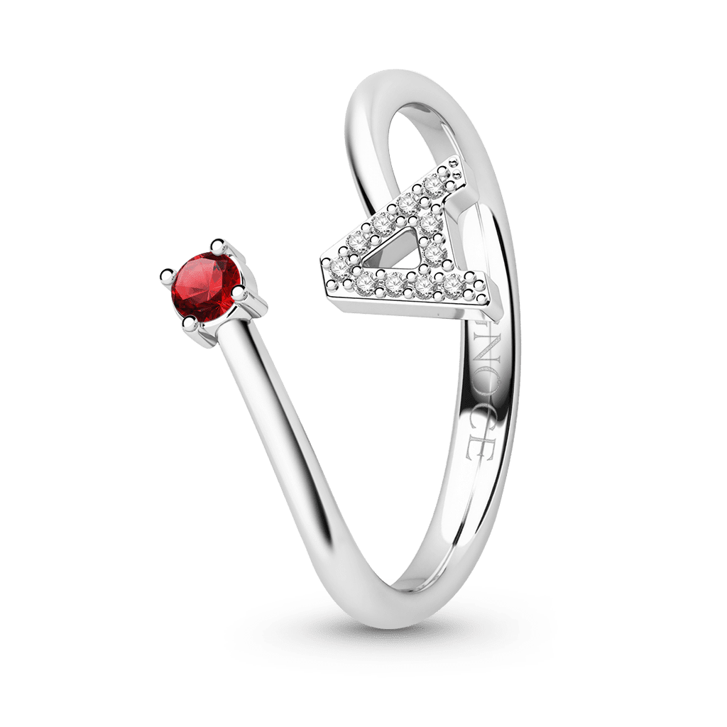 Gnoce Custom Letter Ring | Silver Birthstone Open Band Jewelry_3