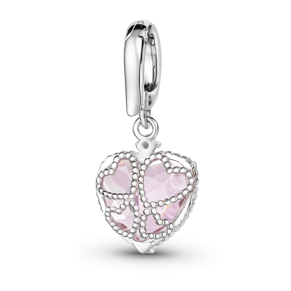 Gnoce Pink Crystal Cluster Heart Pendant Charm_5