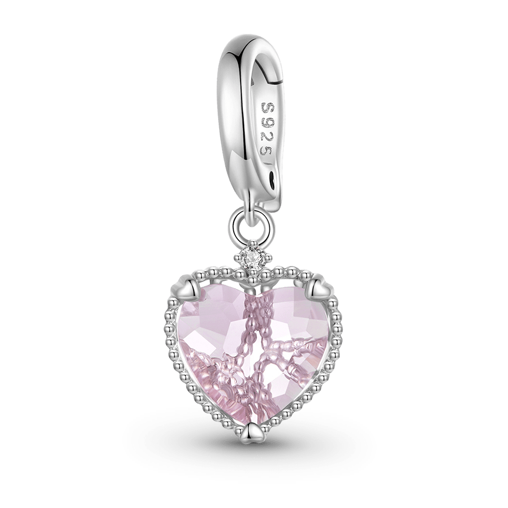 Gnoce Pink Crystal Cluster Heart Pendant Charm_1