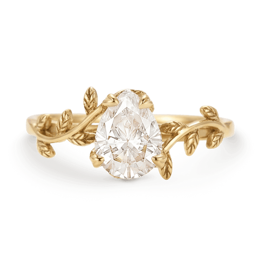 Gnoce Nature-Inspired Vine Pear-cut Engagement Ring_1