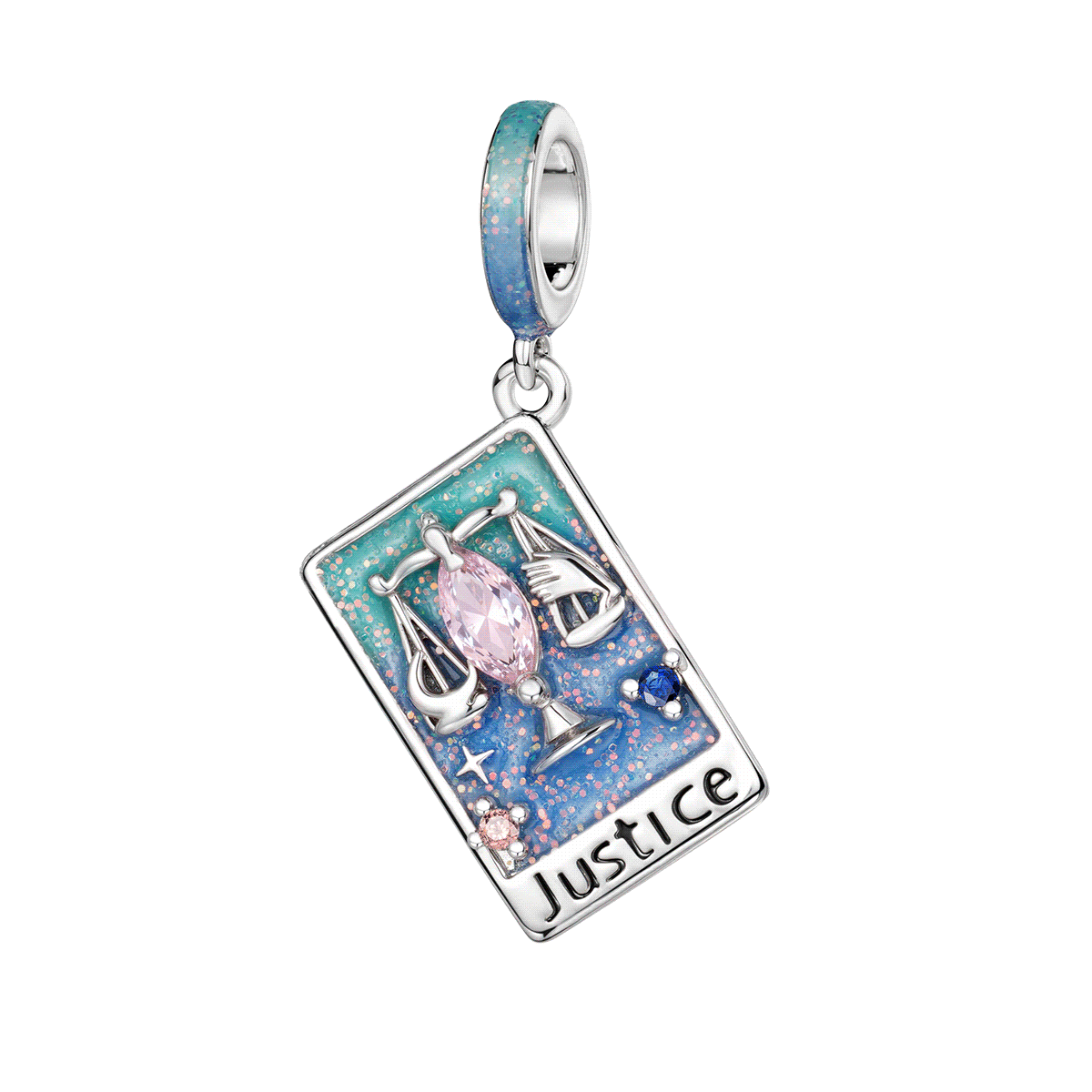 Gnoce Justice Tarot Glow-in-the-Dark Charm Platinum-plated Silver Blend_1