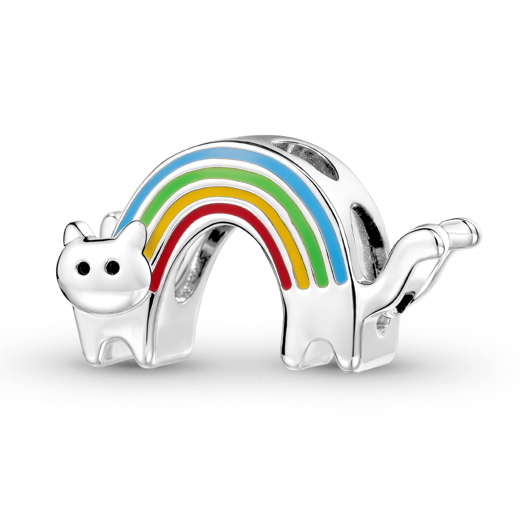 Gnoce Cat Rainbow Bridge Stopper Charm Platinum-plated Silver Blend_1