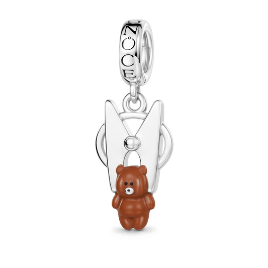 Gnoce Teddy Bear Clothespin Charm Platinum-plated Silver Blend_1