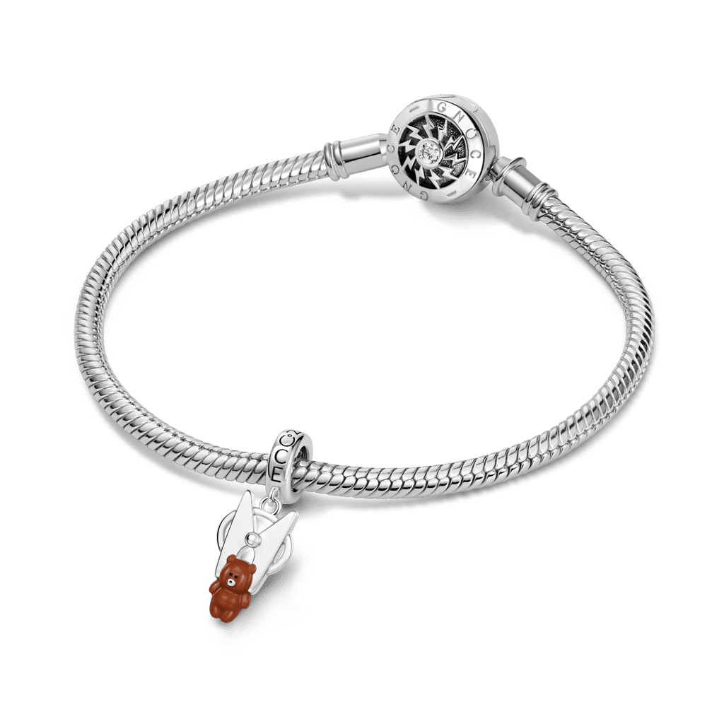 Gnoce Teddy Bear Clothespin Charm Platinum-plated Silver Blend_3