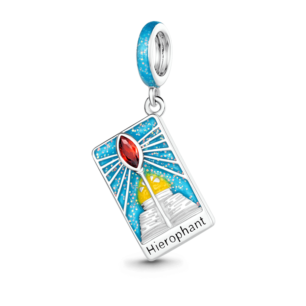 Gnoce The Hierophant Tarot Glow-in-the-Dark Charm Platinum-plated Silver Blend_1