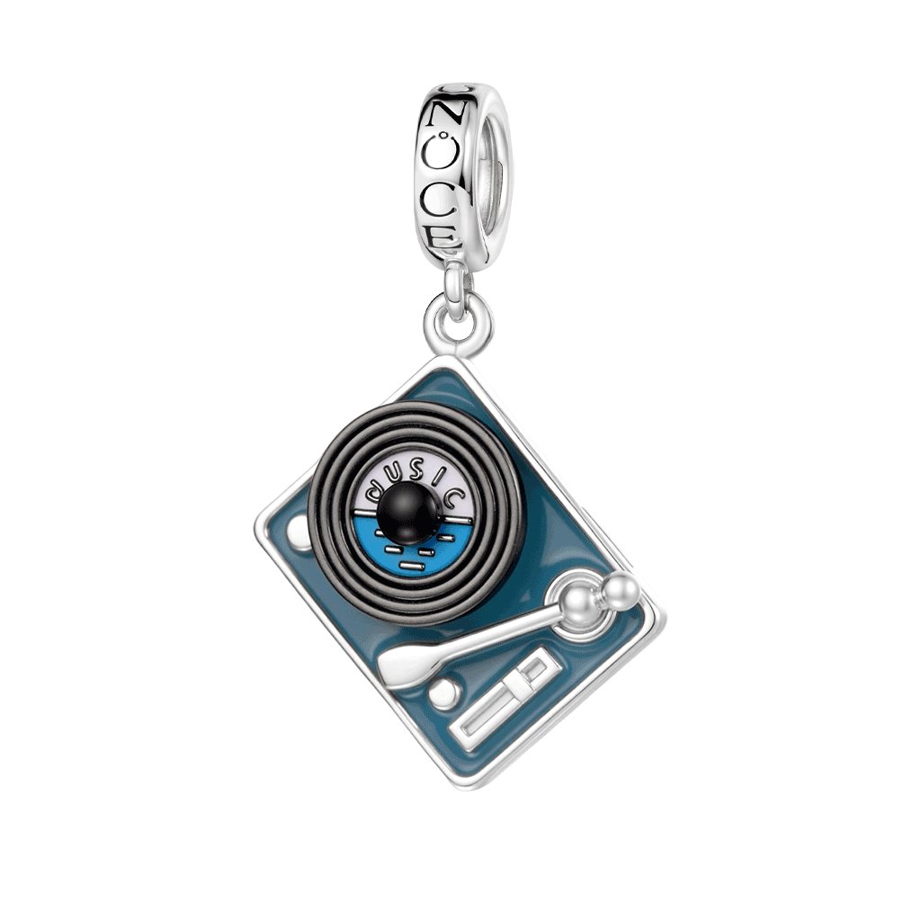 Gnoce Rotatable Vinyl Records Engravable Charm Platinum-plated Silver Blend_1