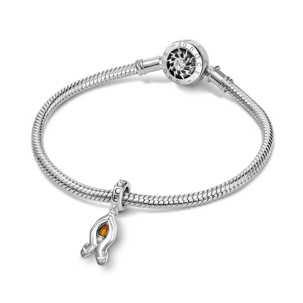 Gnoce Holding Fire In Both Hands Charm Platinum-plated Silver Blend_4