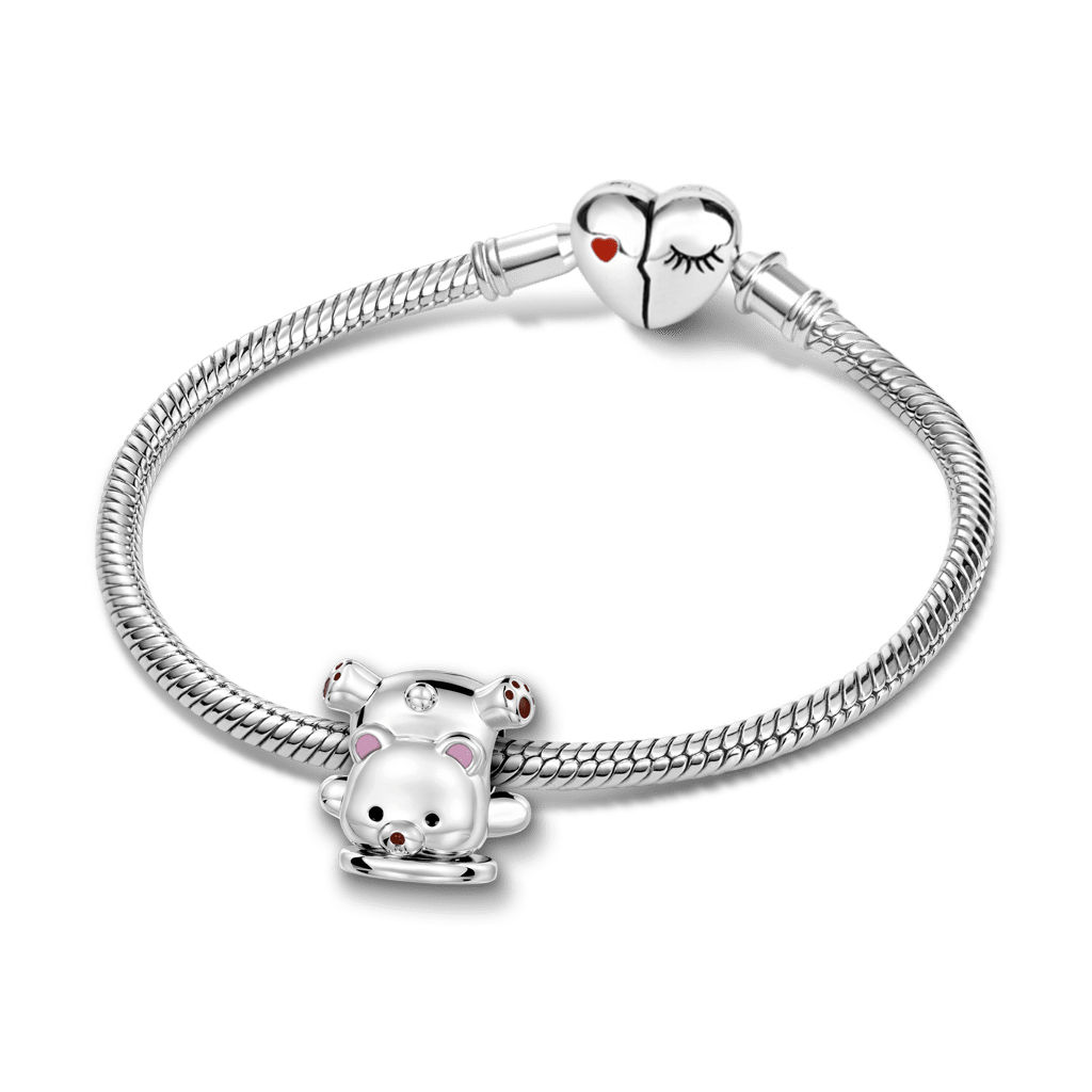 Gnoce Wax Seal Bear Engravable Charm Platinum-plated Silver Blend_4