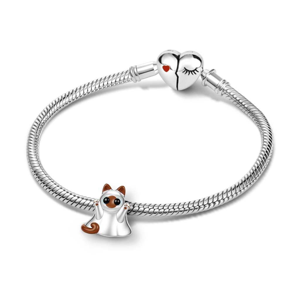 Gnoce Ghost Cat Charm Platinum-plated Silver Blend_3
