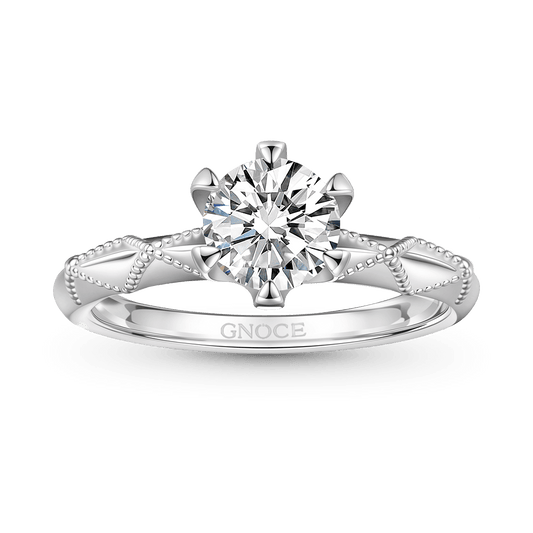 Gnoce 1Ct Round Halo Moissanite Ring Platinum-plated Silver Blend_1
