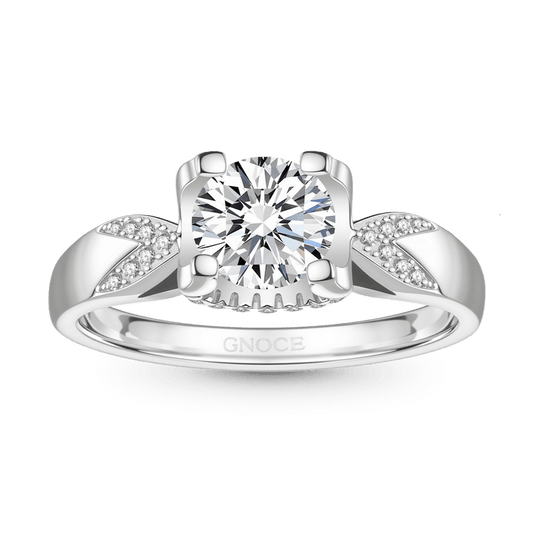 Gnoce Twist Round Moissanite Ring Platinum-plated Silver Blend_1