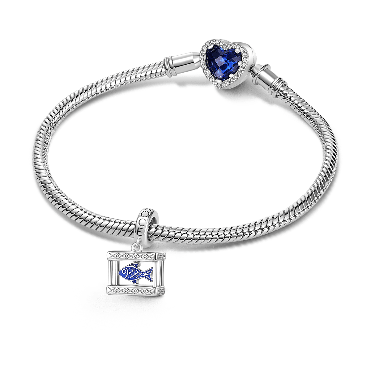 Gnoce Fish Tank Glow-in-the-Dark Charm Platinum-plated Silver Blend_4