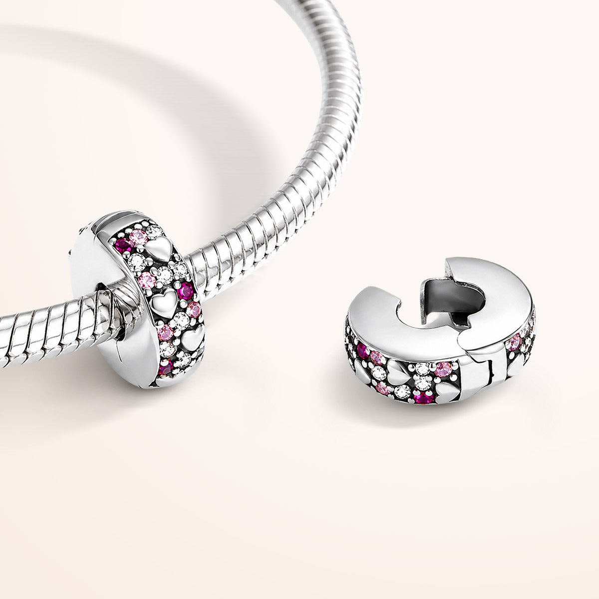Sparkling Heart Clip Stopper for Charm Bracelets 925 Sterling Silver_2