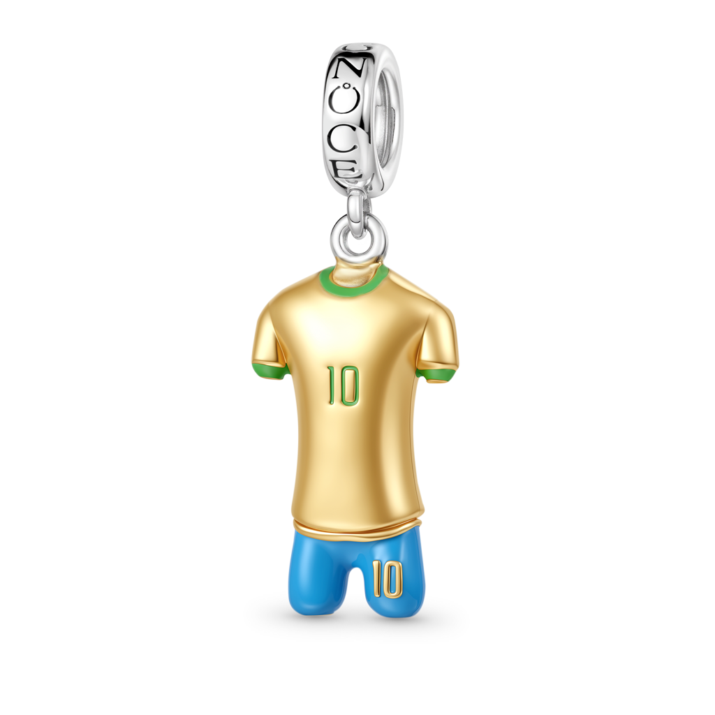 Gnoce Brazilian Soccer Star Jerseys Charm Platinum-plated Silver Blend_1