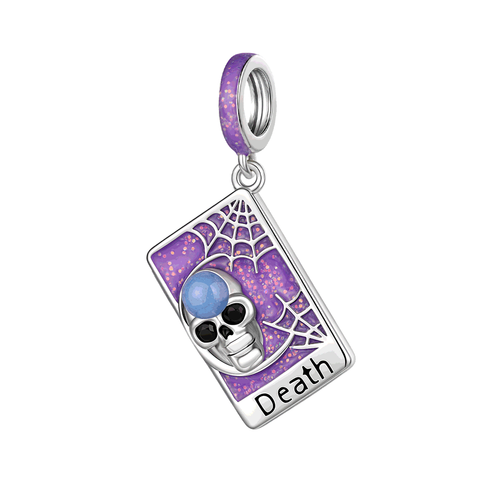 Gnoce Death Tarot Card Glow-in-the-Dark Charm Platinum-plated Silver Blend_1