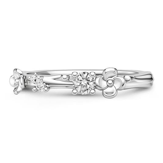 Gnoce Flower Ring Nature Inspired Vine Band Platinum-plated Silver Blend_1