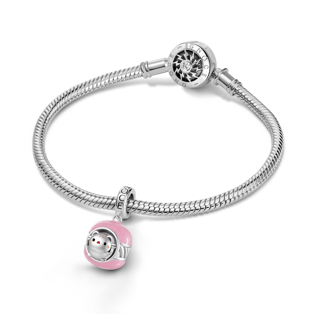 Gnoce Detachable Cat Macaron Charm Platinum-plated Silver Blend_4