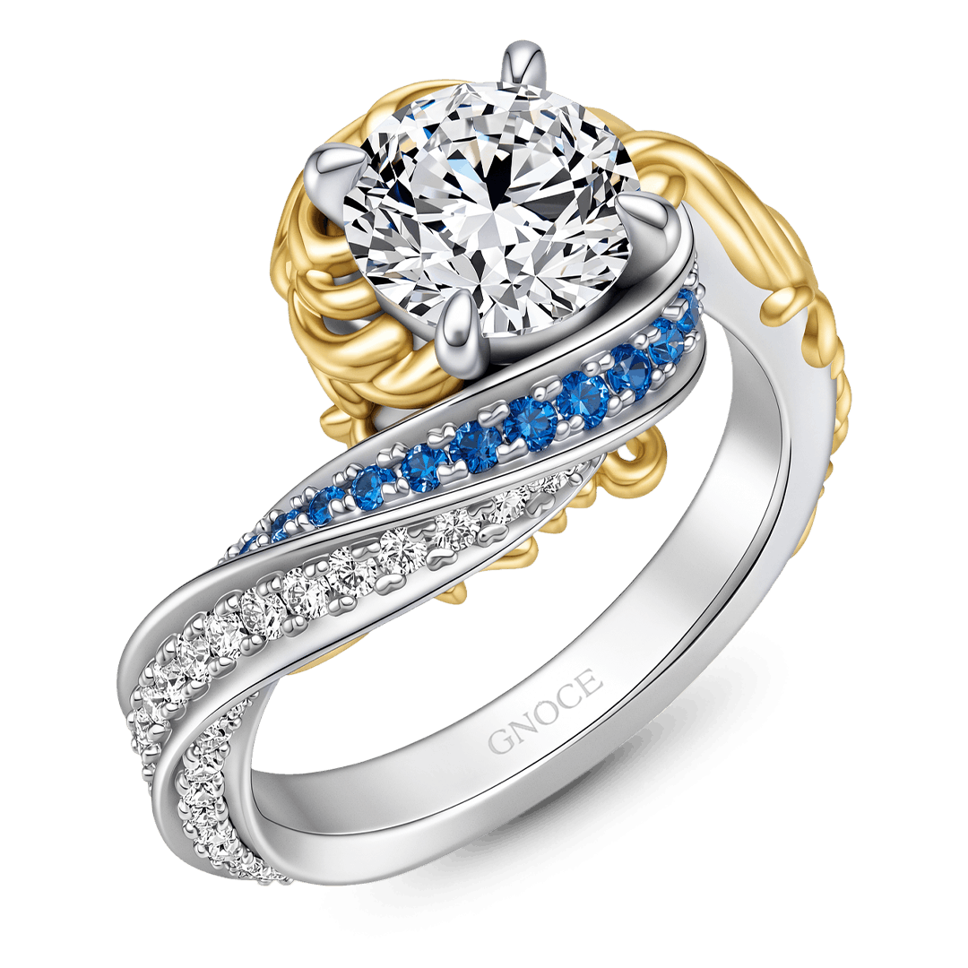 Gnoce Intertwined Moissanite Sapphire Filigree Ring_4