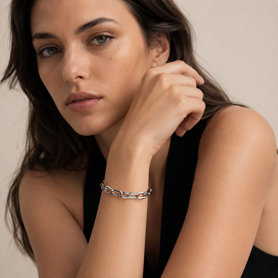 Gnoce Smooth Elongated Oval Link Bracelet_3