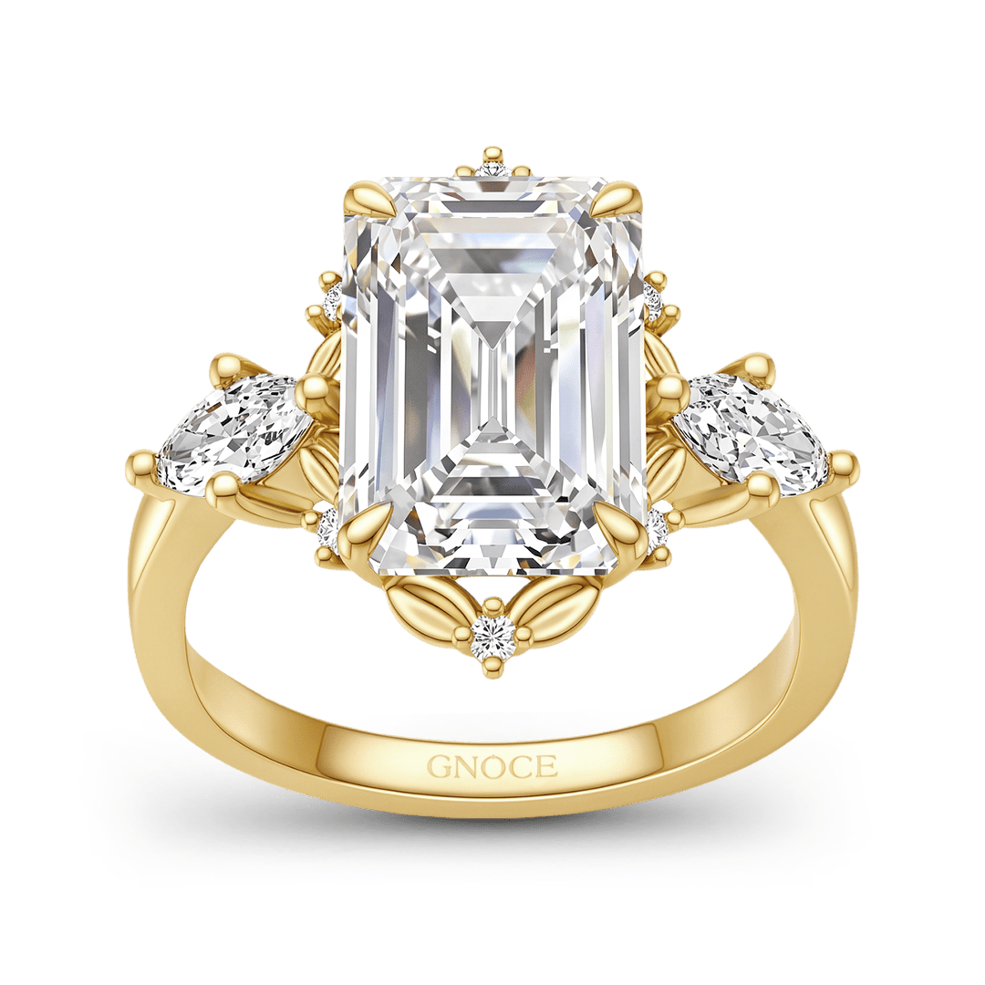 Gnoce Emerald Cut Moissanite Three Stone Ring_4
