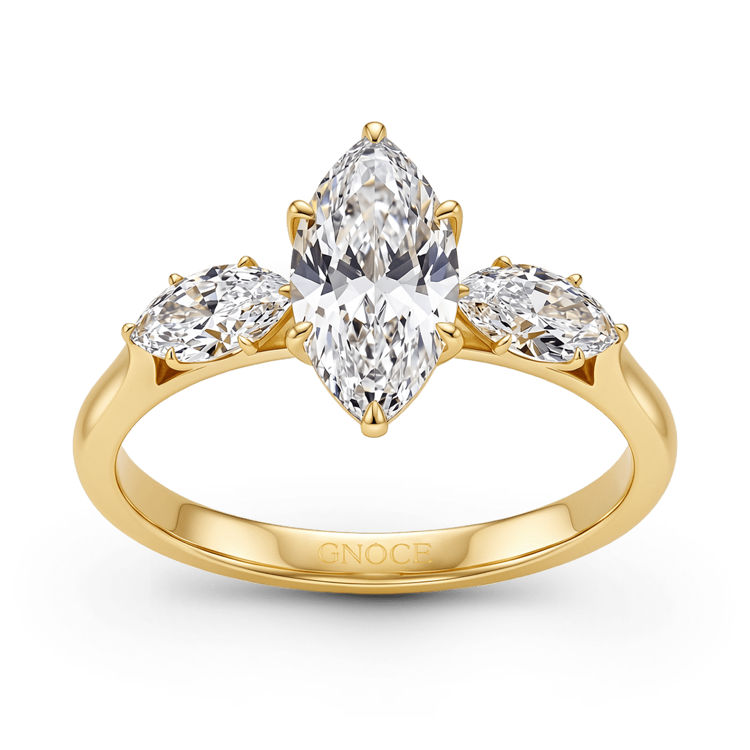 Gnoce Three Marquise Cut Moissanite Ring_5
