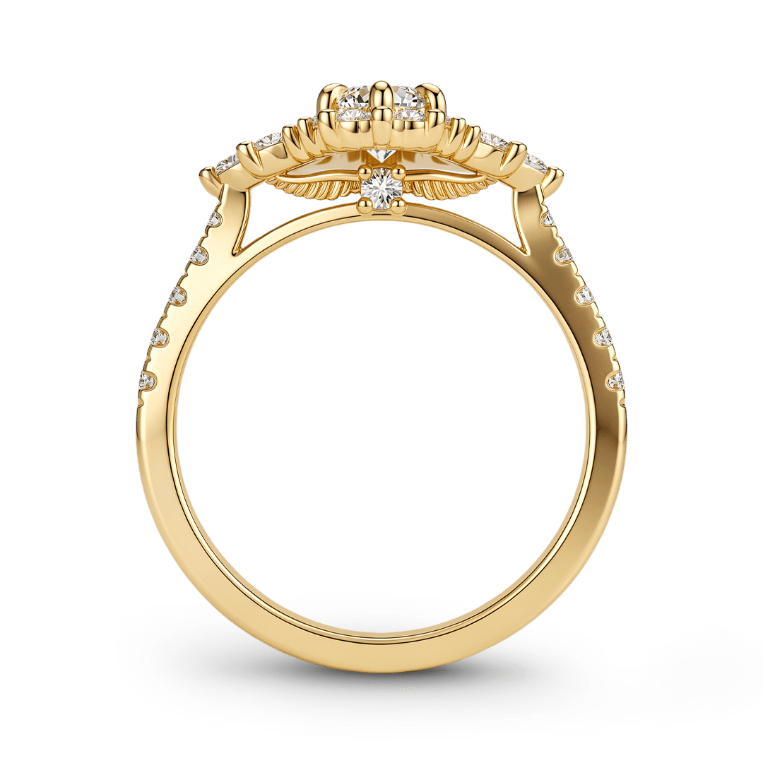 Gnoce Marquise Cut Moissanite Halo Cluster Engagement Ring_5