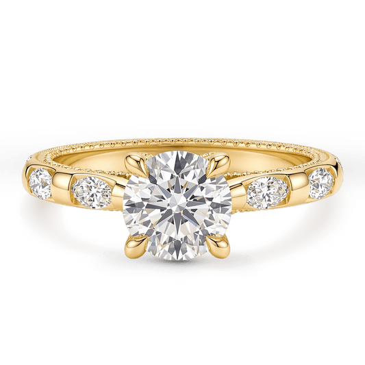 Gnoce Brilliant Cut Round Moissanite Milgrain Ring_1