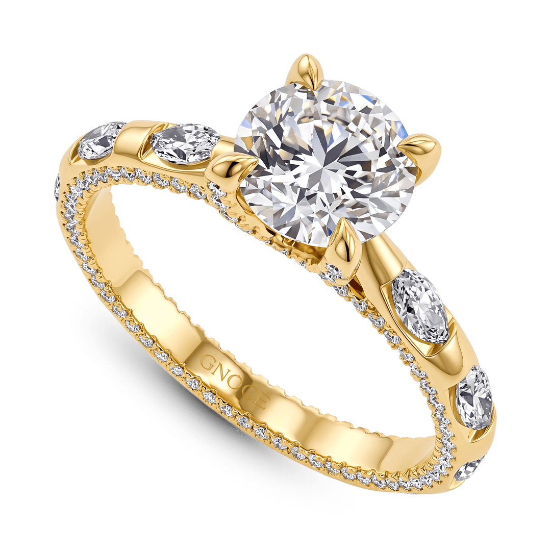 Gnoce Brilliant Cut Round Moissanite Milgrain Ring_4