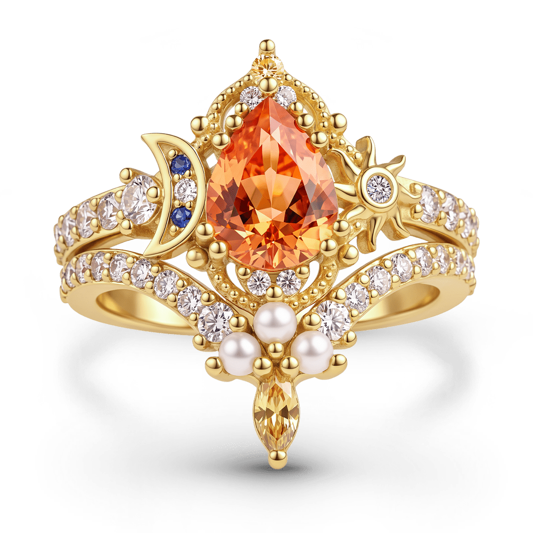 Gnoce Vintage Sun Moon Engagement Ring Set_1