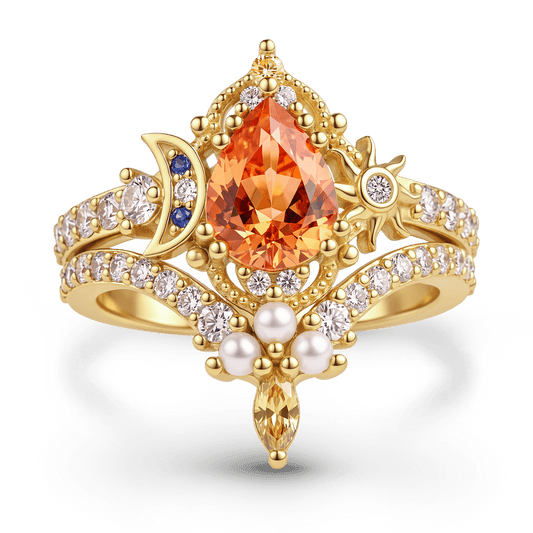 Gnoce Vintage Sun Moon Engagement Ring Set_1
