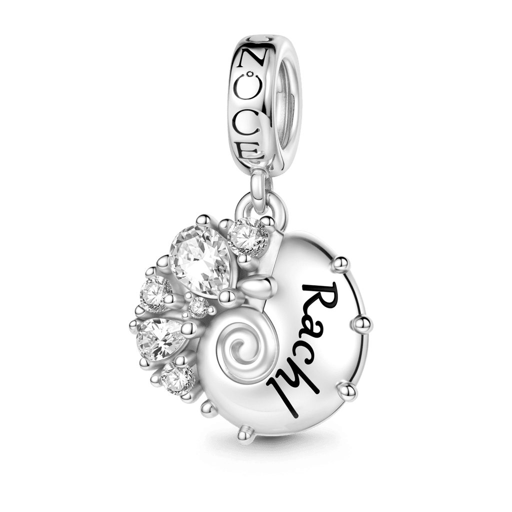Gnoce Engravable Conch Dangle Charm Platinum-plated Silver Blend_1