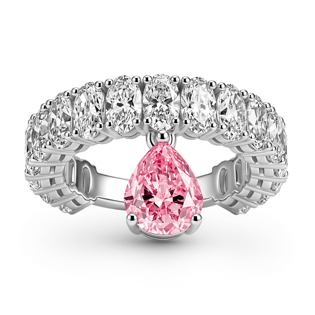 Gnoce Pink Pear Cut Eternity Ring Platinum-plated Silver Blend_1