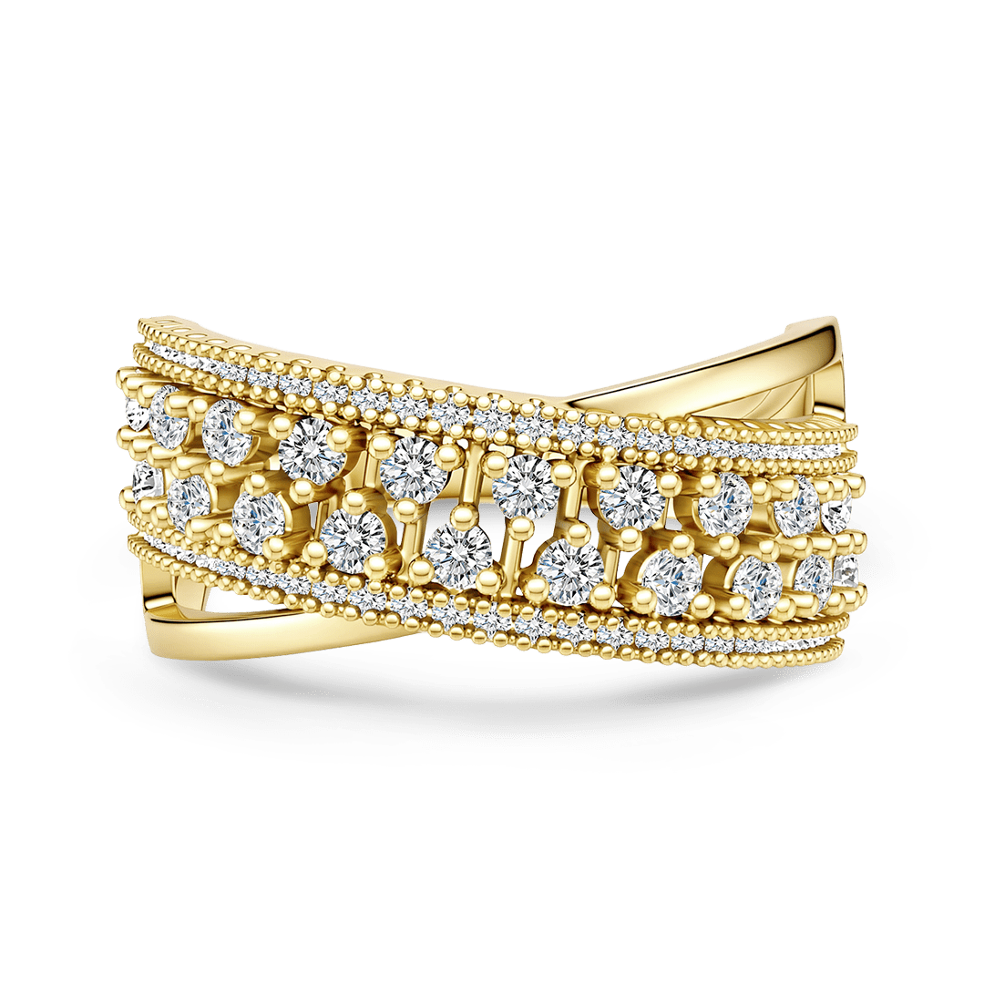 Gnoce Bezel Set Milgrain Crisscross Ring_1