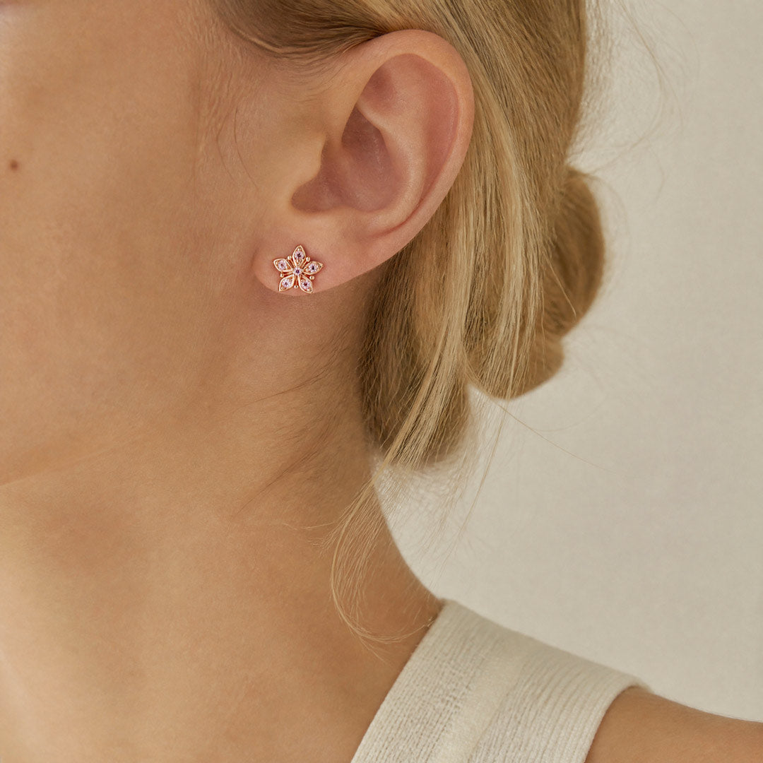 Gnoce Japanese Style Cherry Blossom Earrings 925 Sterling Silver_2