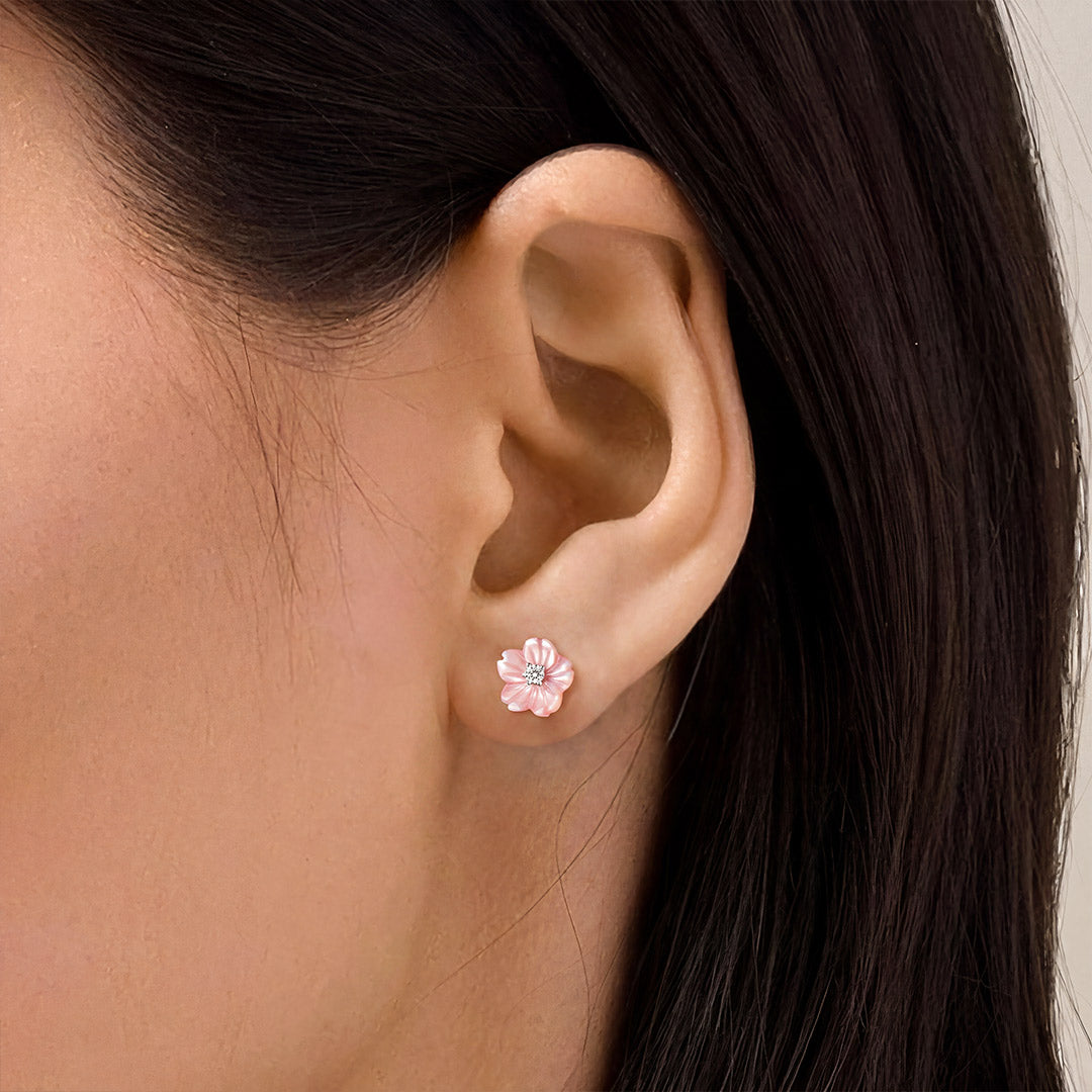 Gnoce Cherry Blossom Pink Seashell Earrings 925 Sterling Silver_2