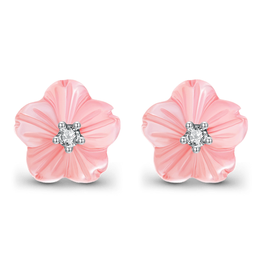 Gnoce Cherry Blossom Pink Seashell Earrings 925 Sterling Silver_1