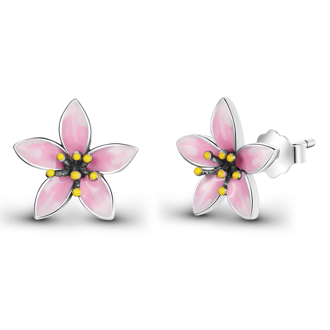 Gnoce Japanese Style Pink Cherry Blossom Earrings 925 Sterling Silver_4
