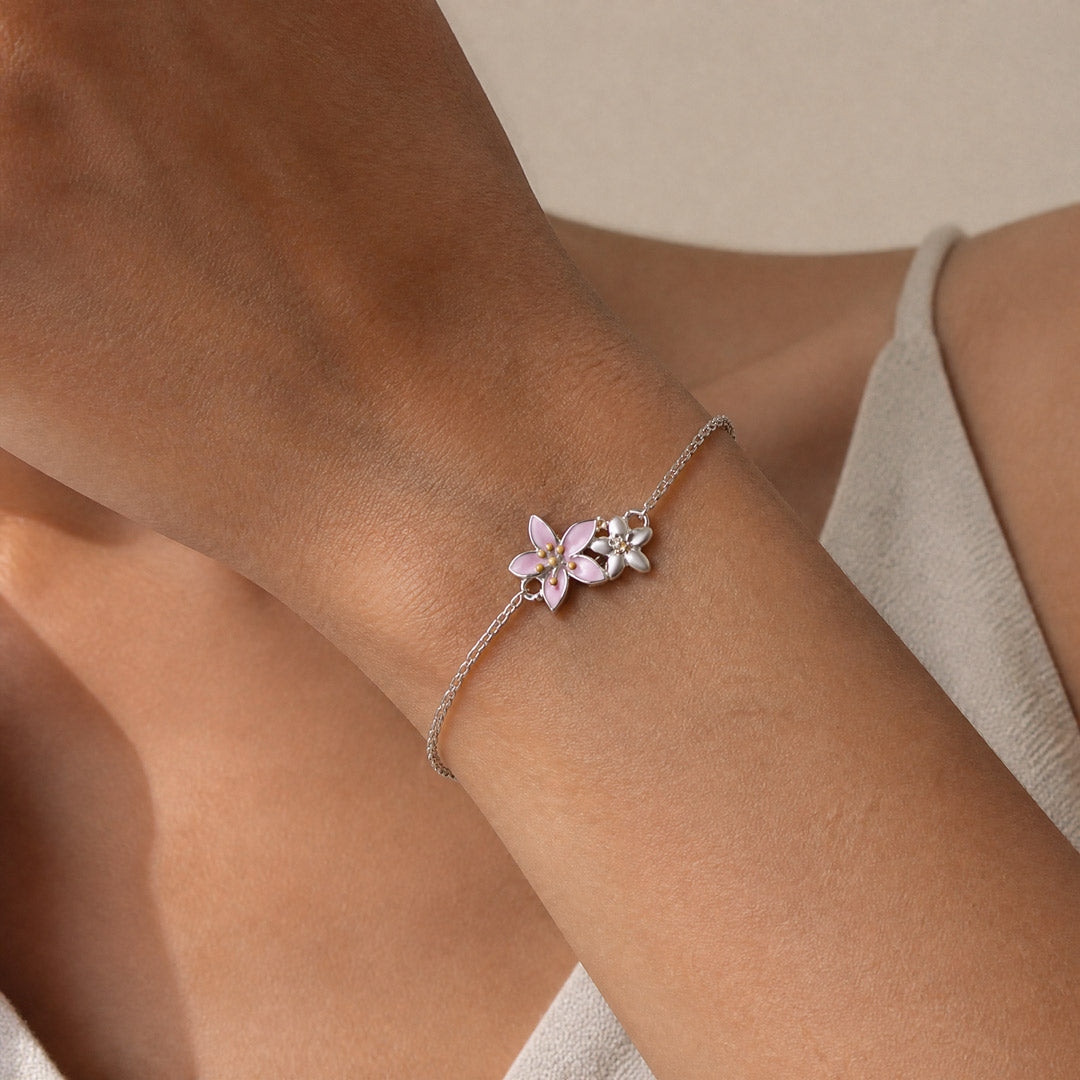 Gnoce Japanese-style Beautiful Cherry Blossom Bracelet 925 Sterling Silver_2