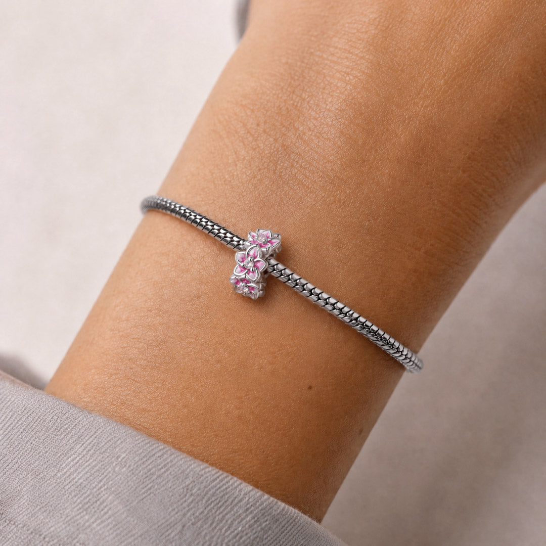 Gnoce Japanese-style Cherry Blossom Stopper Charm 925 Sterling Silver_2