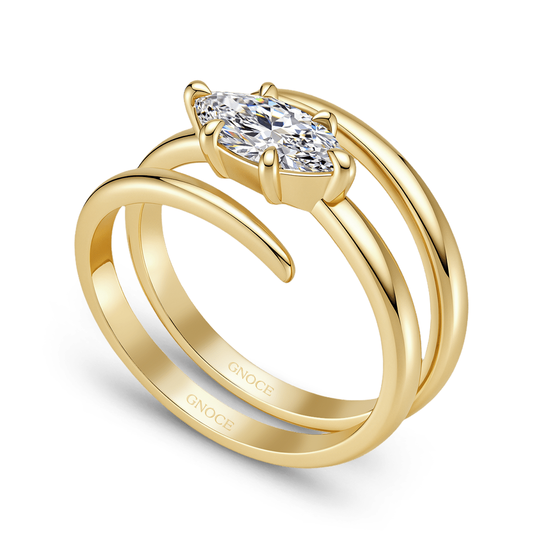 Gnoce Marquise Cut Moissanite Twist Spiral Band Engagement Ring_4