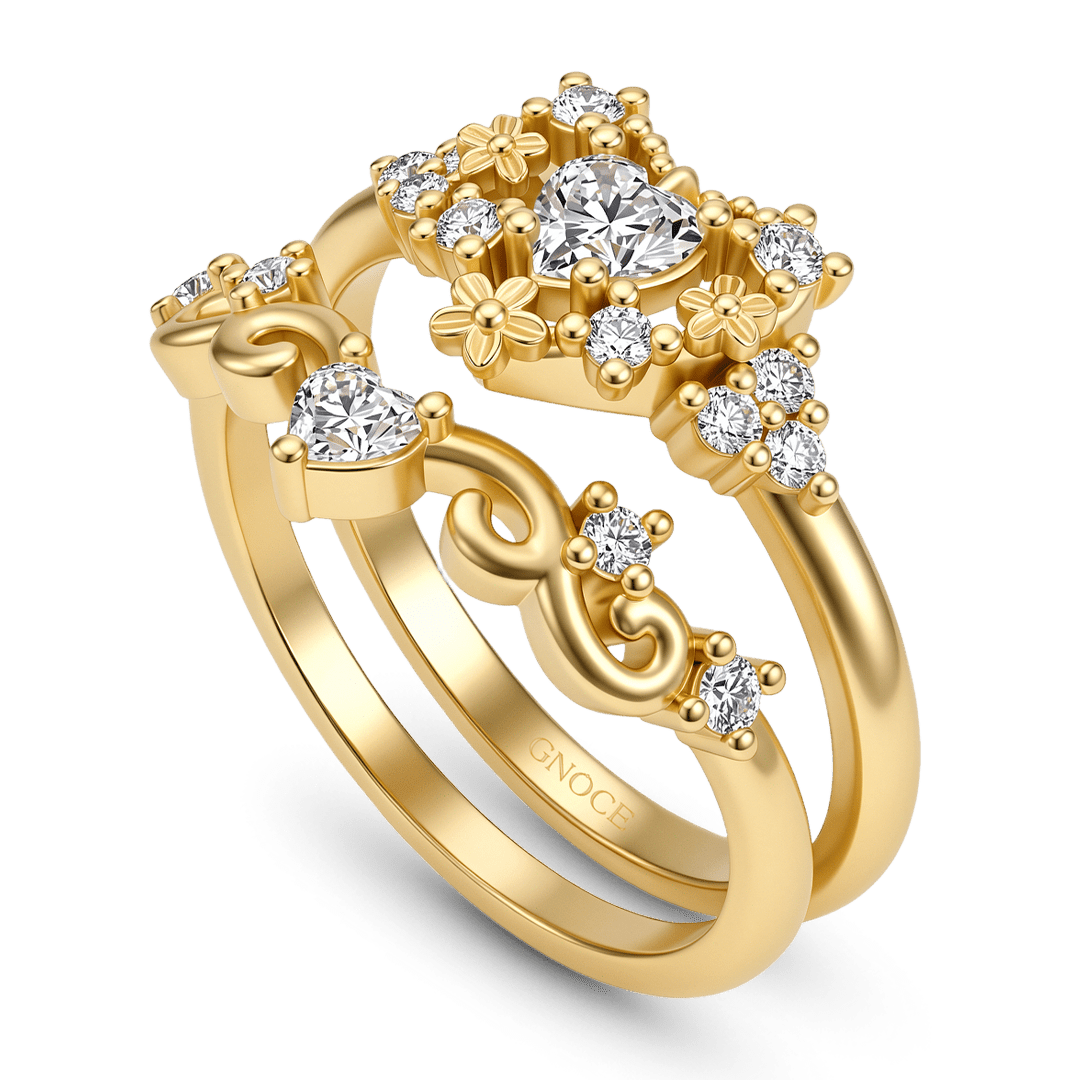 Gnoce Heart Shaped Filigree Bezel Vintage Ring Set_5