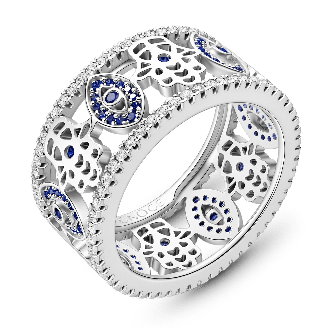 Gnoce Evil Eye Openwork Band Ring Platinum-plated Silver Blend_4