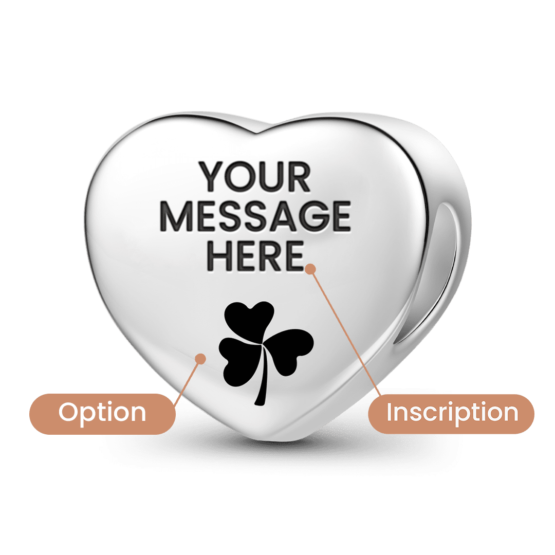 Gnoce Engravable Heart Personalized Photo Beads Platinum-plated Silver Blend_2