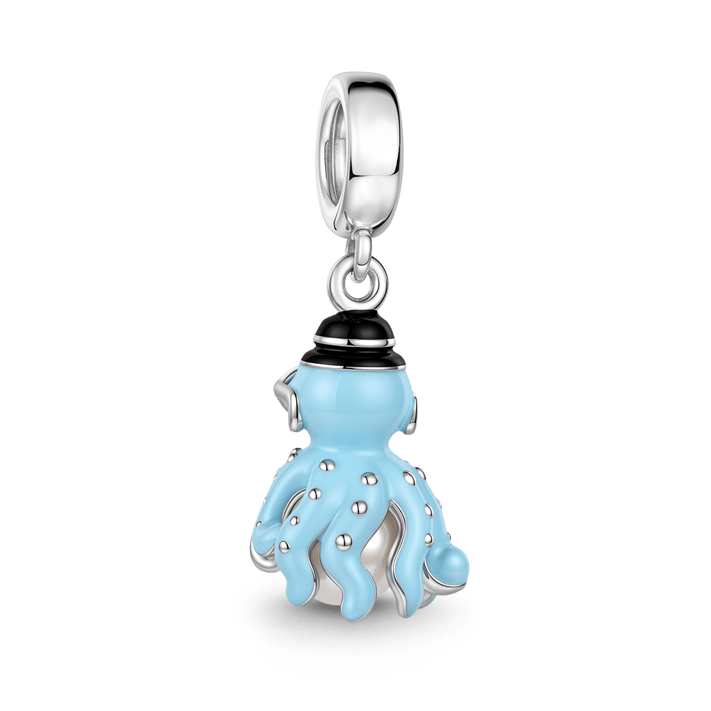 Gnoce Top Hat Octopus Dangle Charm Platinum-plated Silver Blend_5