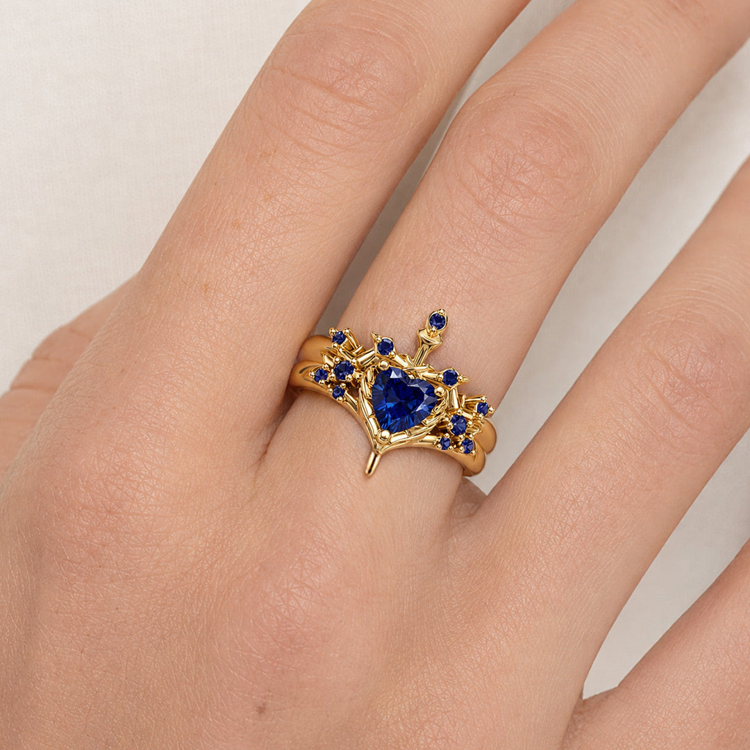 Gnoce Sword Heart Blue Sapphire Ring_2
