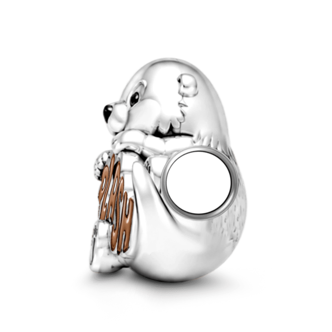 Gnoce Make a Splash Otter Charm Bead Platinum-plated Silver Blend_5