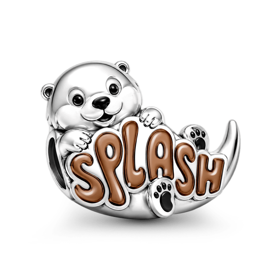 Gnoce Make a Splash Otter Charm Bead Platinum-plated Silver Blend_1