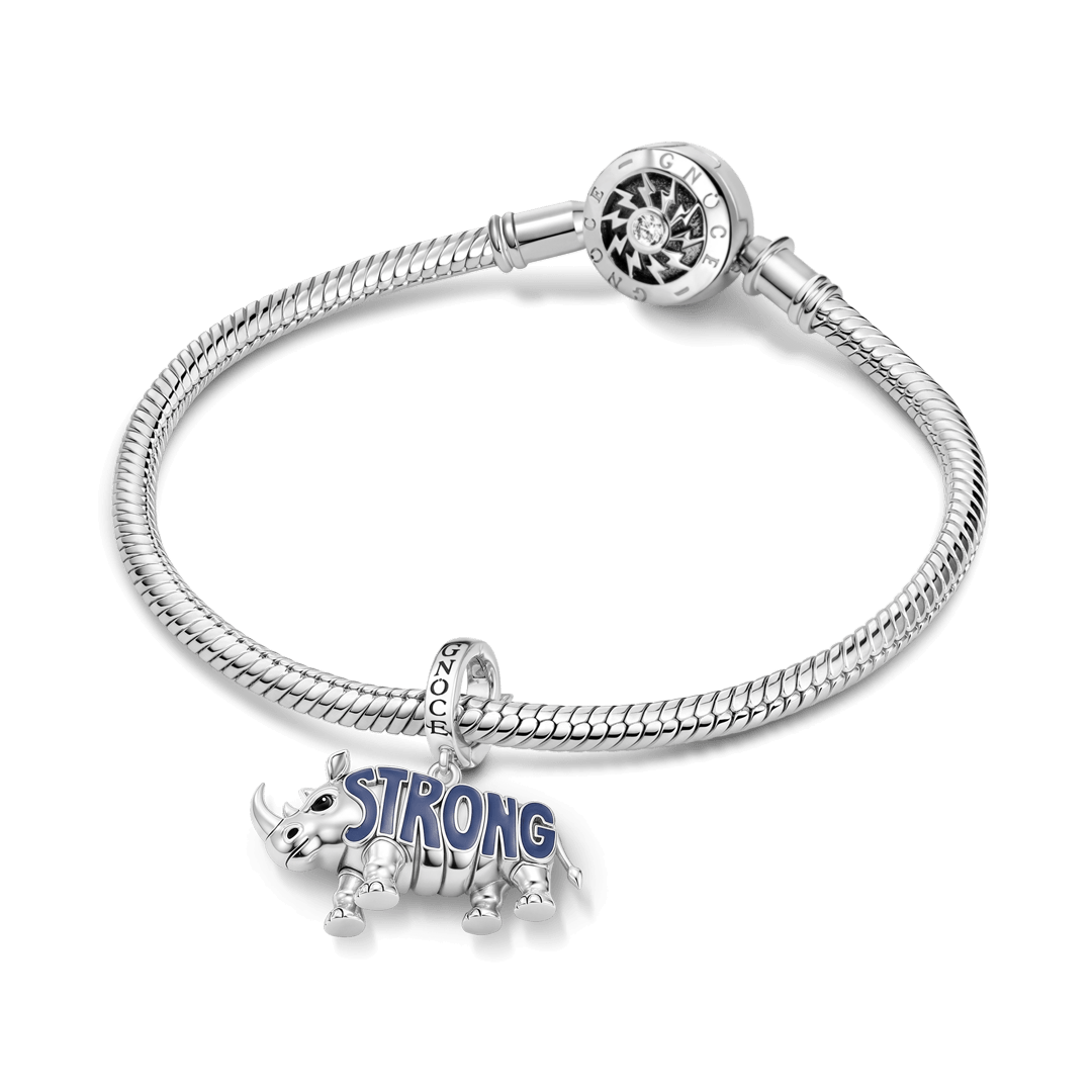 Gnoce Stand Strong Rhino Clasp Dangle Charm Platinum-plated Silver Blend_3