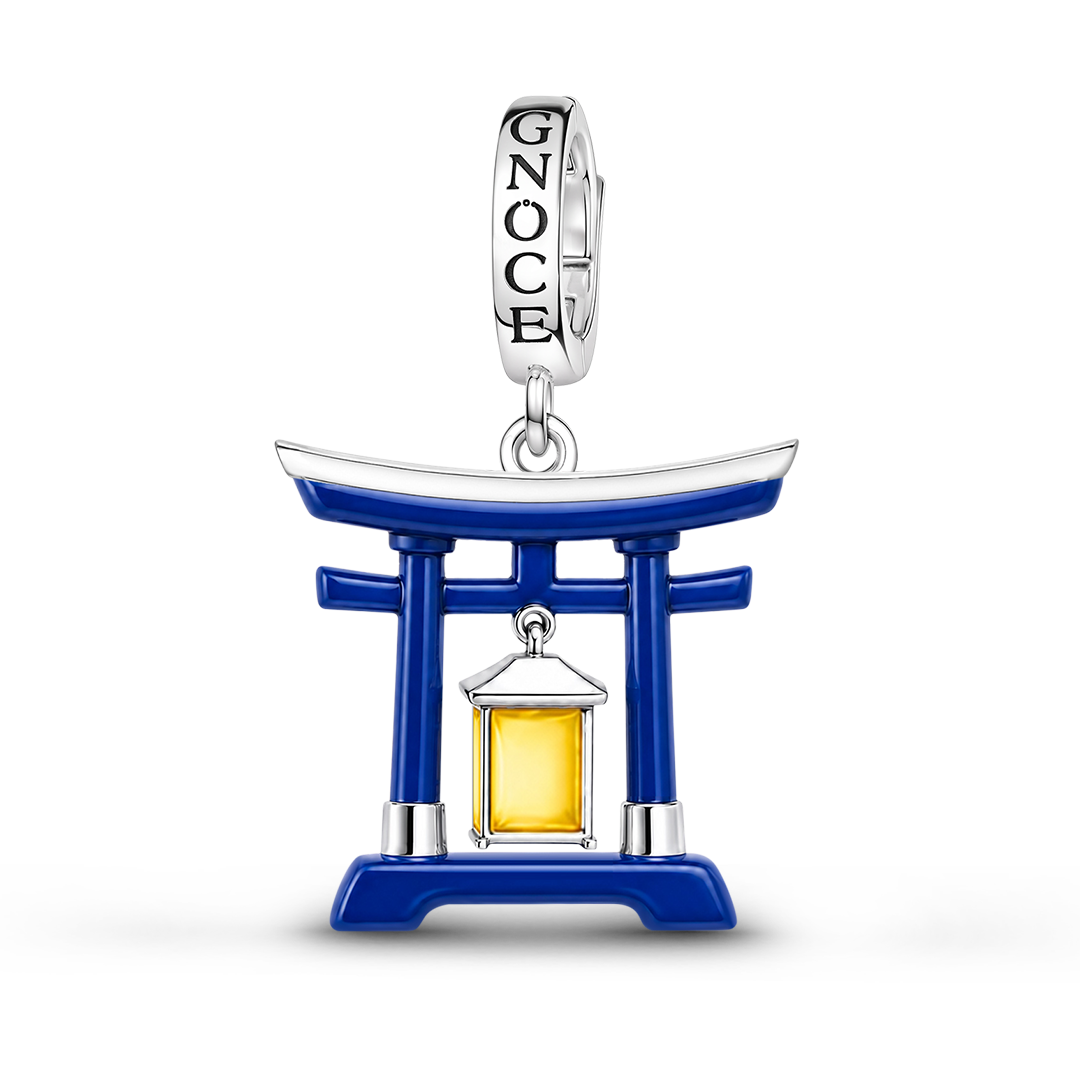 Gnoce Glow In Dark Japanese Torii Gate Lantern Clasp Dangle Charm Platinum-plated Silver Blend_2