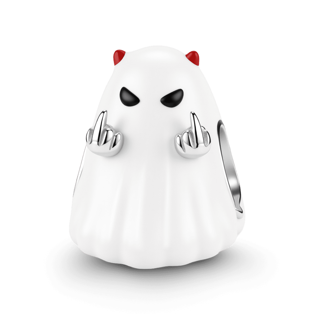 Gnoce Glow-in-the-Dark Halloween Ghost Bead Platinum-plated Silver Blend_2
